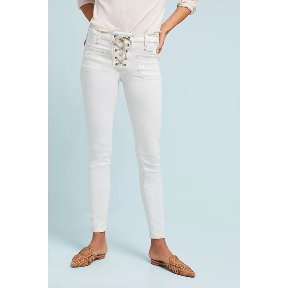 McGuire Denim Denim - McGuire Isabeli Mid Rise Lace-Up White Skinny Jeans